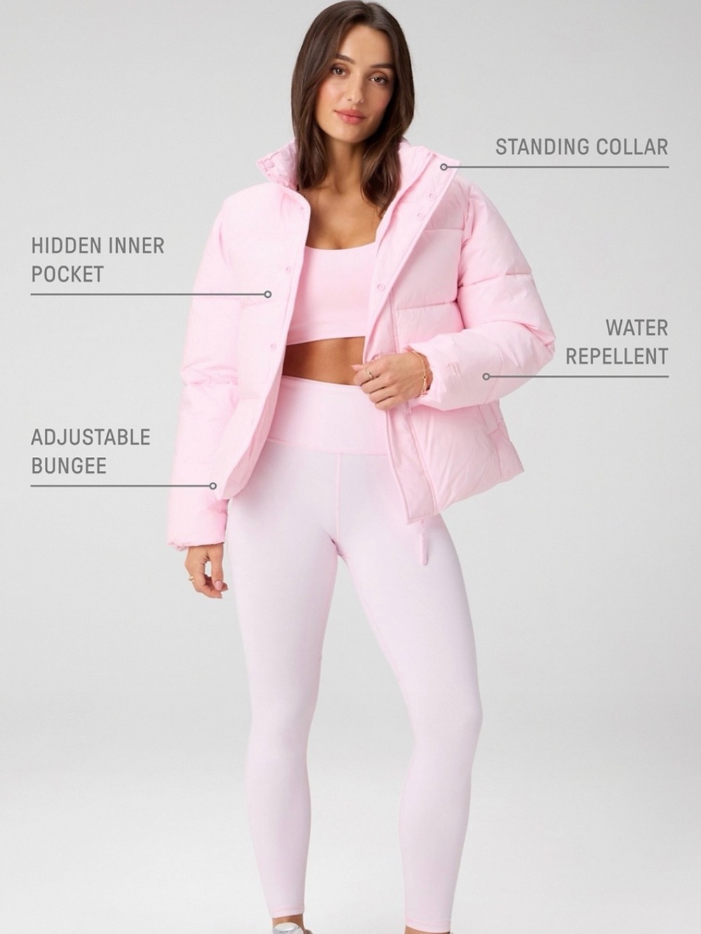 Fabletics Essential Puffer in Pink